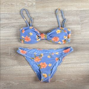 Billabong Blue Floral Bikini M